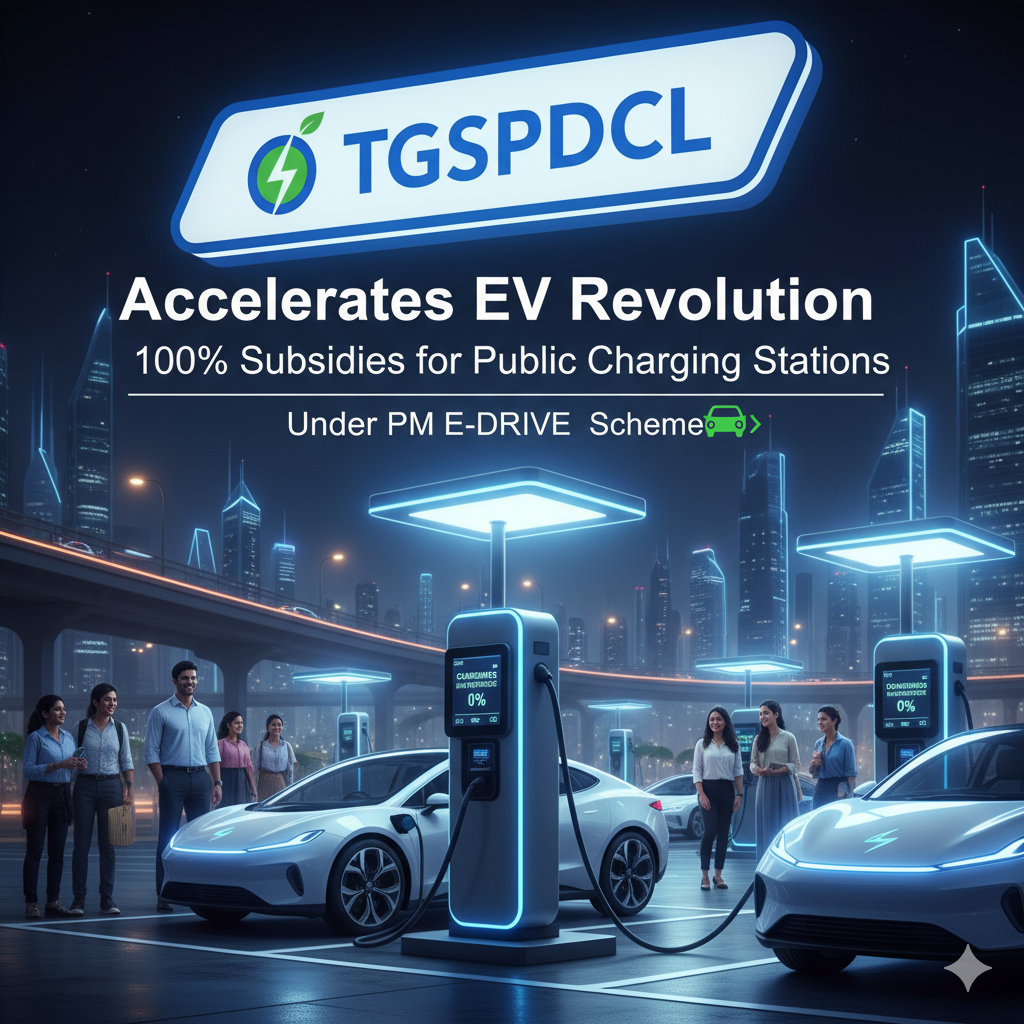TGSPDCL Accelerates EV Revolution: 100% Subsidies for Public Charging Stations Under PM E-DRIVE Scheme gemini generated image rhvl4srhvl4srhvl