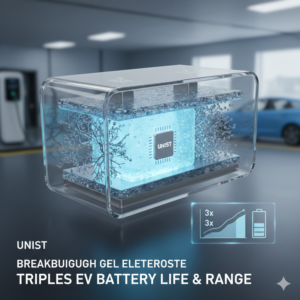 Breakthrough Gel Electrolyte from UNIST Could Triple EV Battery Life and Range gemini generated image 87egi487egi487eg