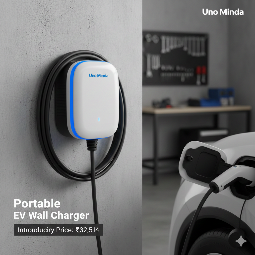 Uno Minda Launches Portable Car EV Wall Charger: A Game-Changer for Electric Vehicle Owners in India gemini generated image 93vkcs93vkcs93vk