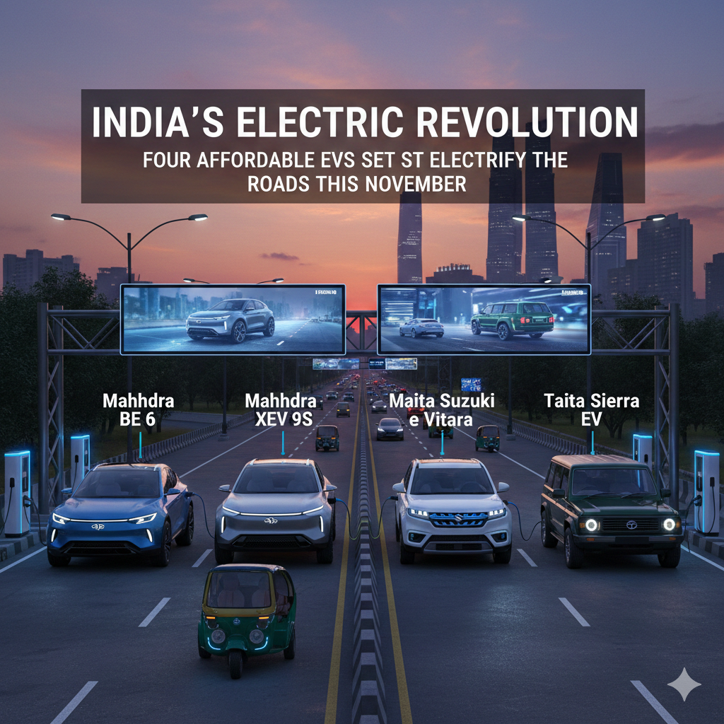 India's Electric Revolution: Four Affordable EVs Set to Electrify the Roads This November gemini generated image c3p9e1c3p9e1c3p9