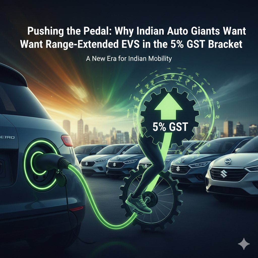 Pushing the Pedal: Why Indian Auto Giants Want Range-Extended EVs in the 5% GST Bracket gemini generated image hp2n9mhp2n9mhp2n