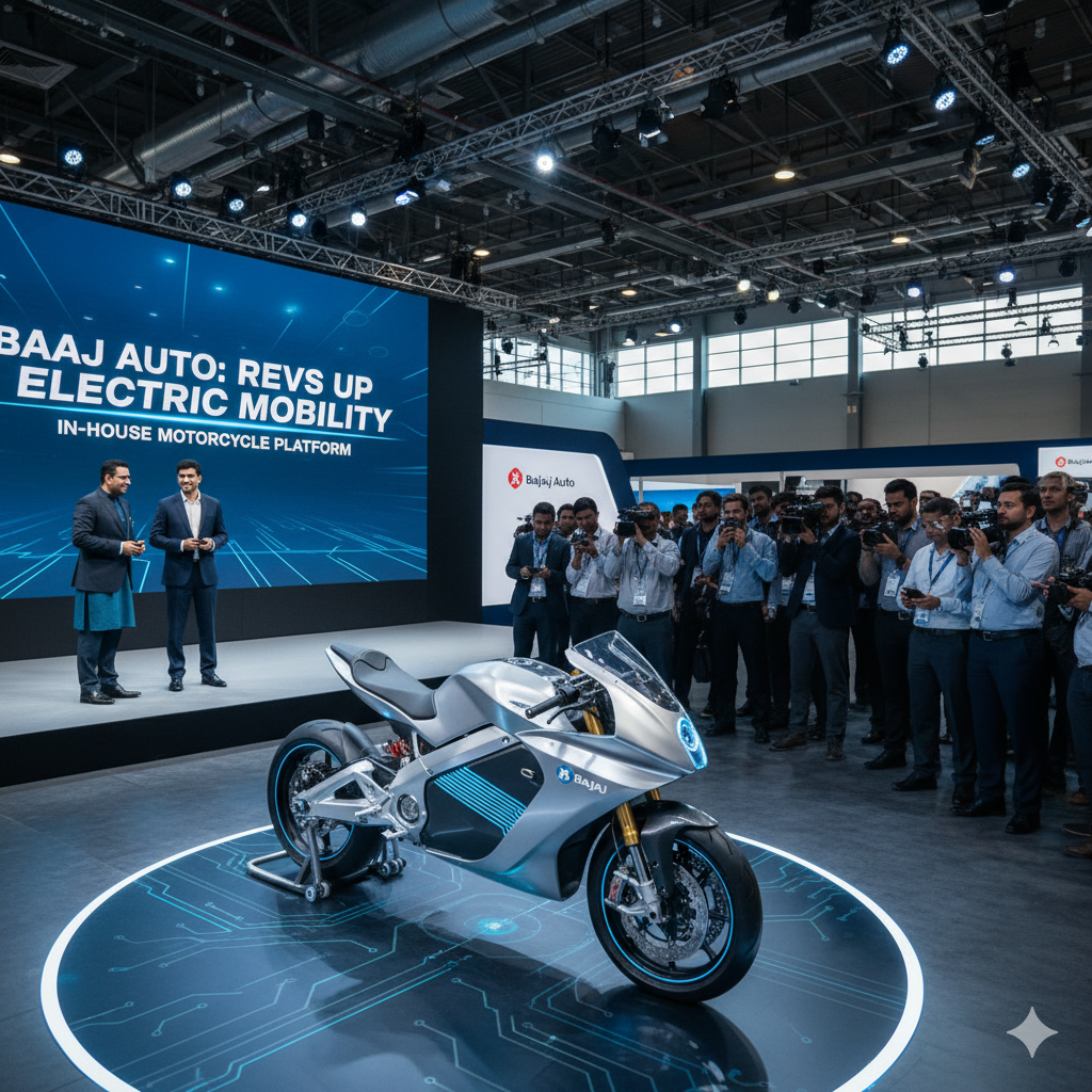 Bajaj Auto Revs Up Electric Mobility with In-House Motorcycle Platform gemini generated image tidyzetidyzetidy