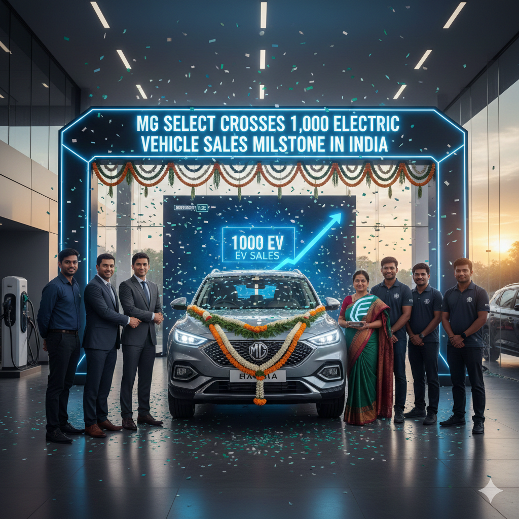 MG Select Crosses 1,000 Electric Vehicle Sales Milestone in India gemini generated image iueq69iueq69iueq