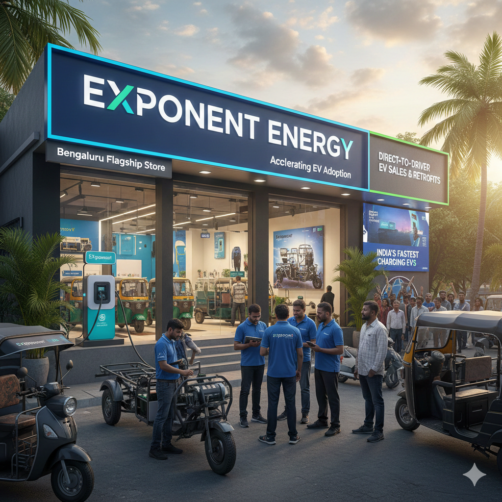 Exponent Energy Opens First Retail Store in Bengaluru, Targets Direct-to-Driver EV Sales and Retrofits gemini generated image l0l9gpl0l9gpl0l9