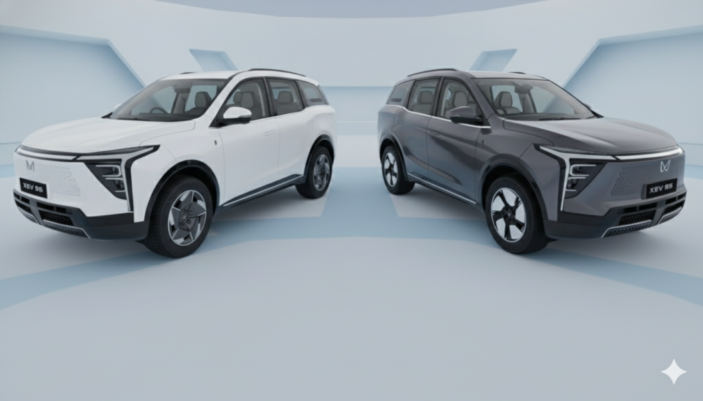 Exterior Comparison Mahindra XEV 9S: Base Pack ONE Above vs Top Pack THREE Above mahindra xev 9s