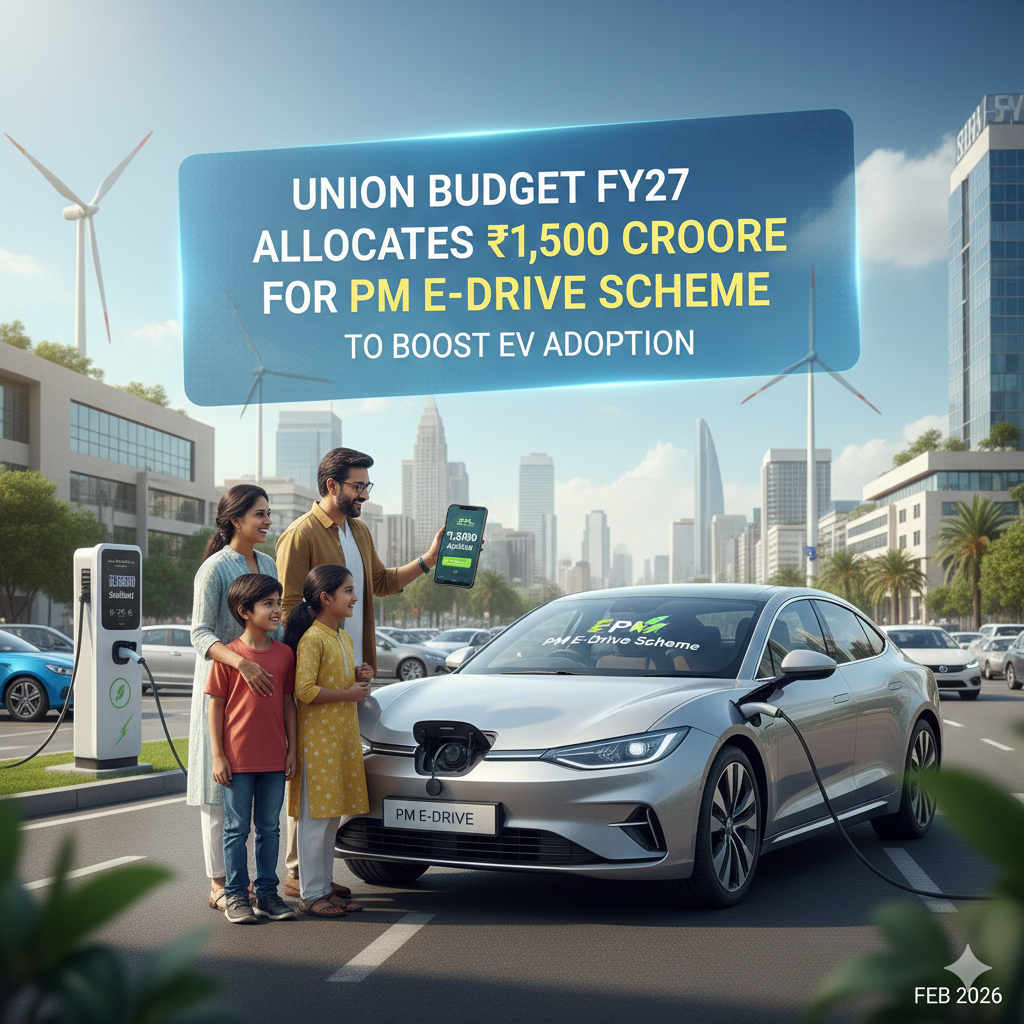 Union Budget FY27 Allocates ₹1,500 Crore for PM E-Drive Scheme to Boost EV Adoption union budget