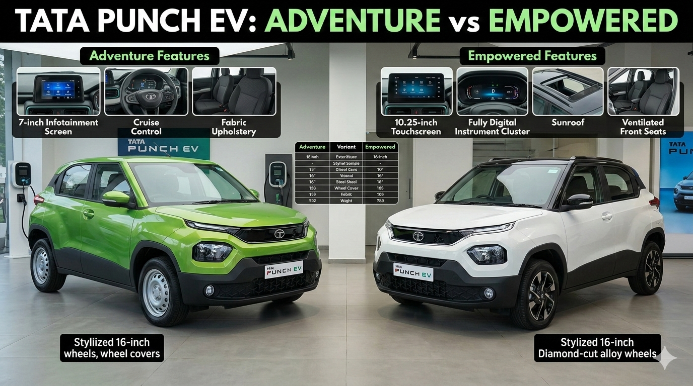 Adventure vs Empowered: Comparing Two Popular Tata Punch EV Variants tata punch