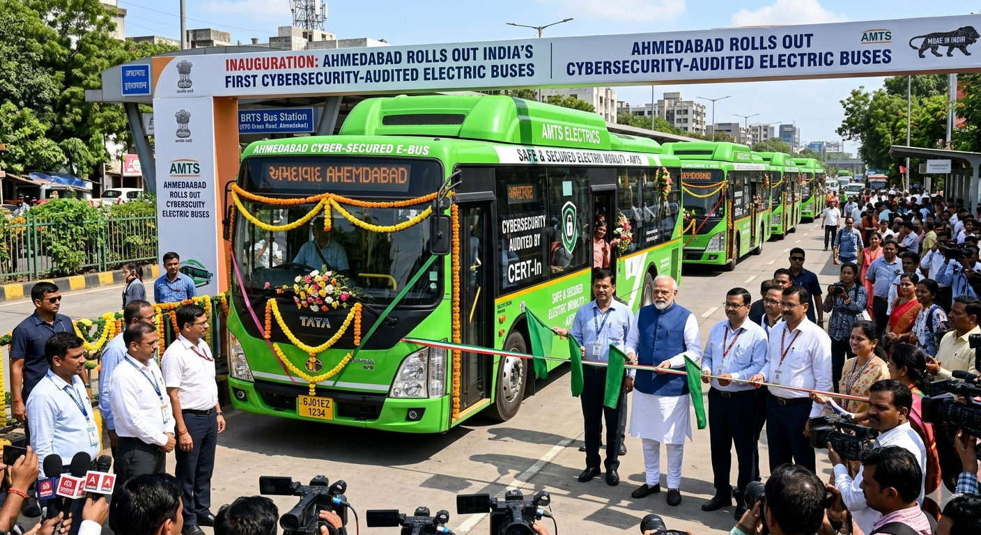 Gujarat Launches India’s First Cybersecurity-Certified Electric Bus Fleet in Ahmedabad cybersecurity audited electric