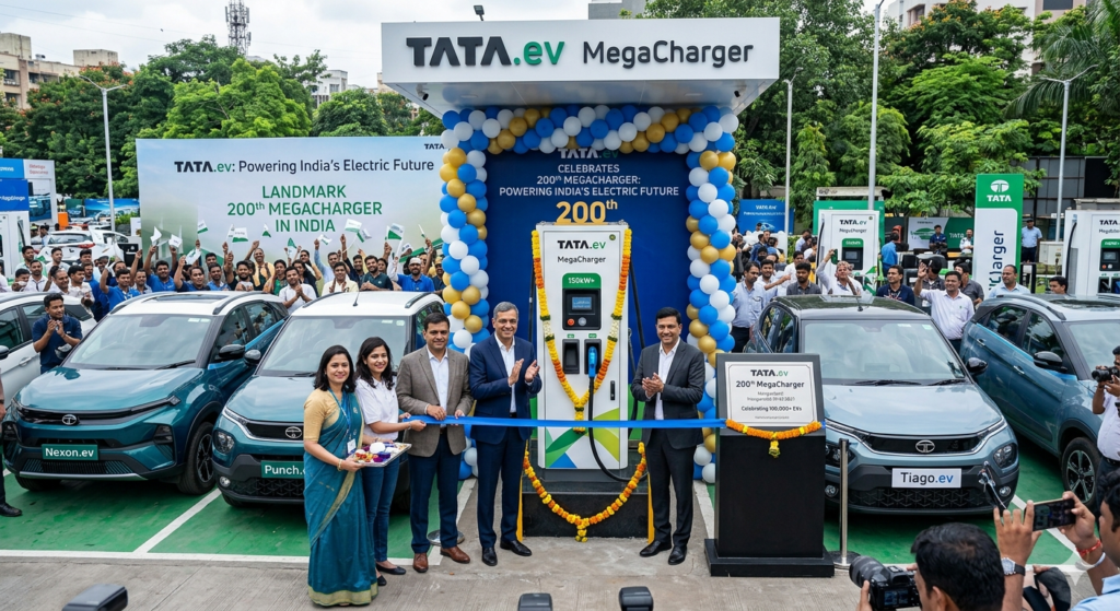 TATA.Ev Celebrating 200 TATA.ev MegaChargers: A Network That’s Not Only Charging EVs, But Charging the Way the Future Drives tata ev charger